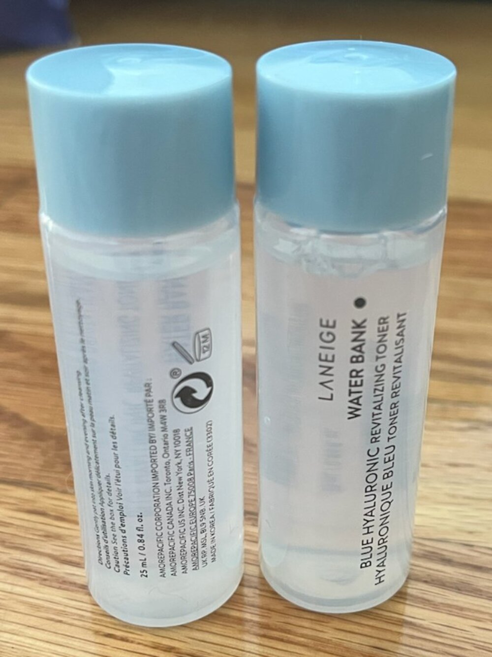 2 Laneige Water Bank Blue Hyaluronic Revitalizing Toner 25ml/.84 fl oz